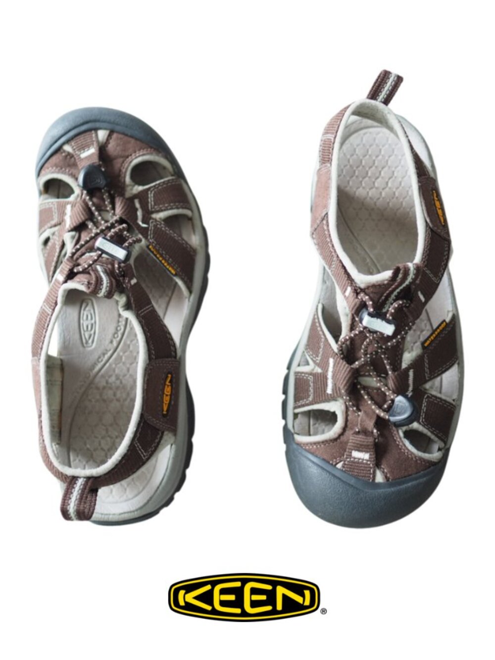 Keen Women's Venice Hiking Waterproof Sandal Black Olive/Surf Spray Size 6.5